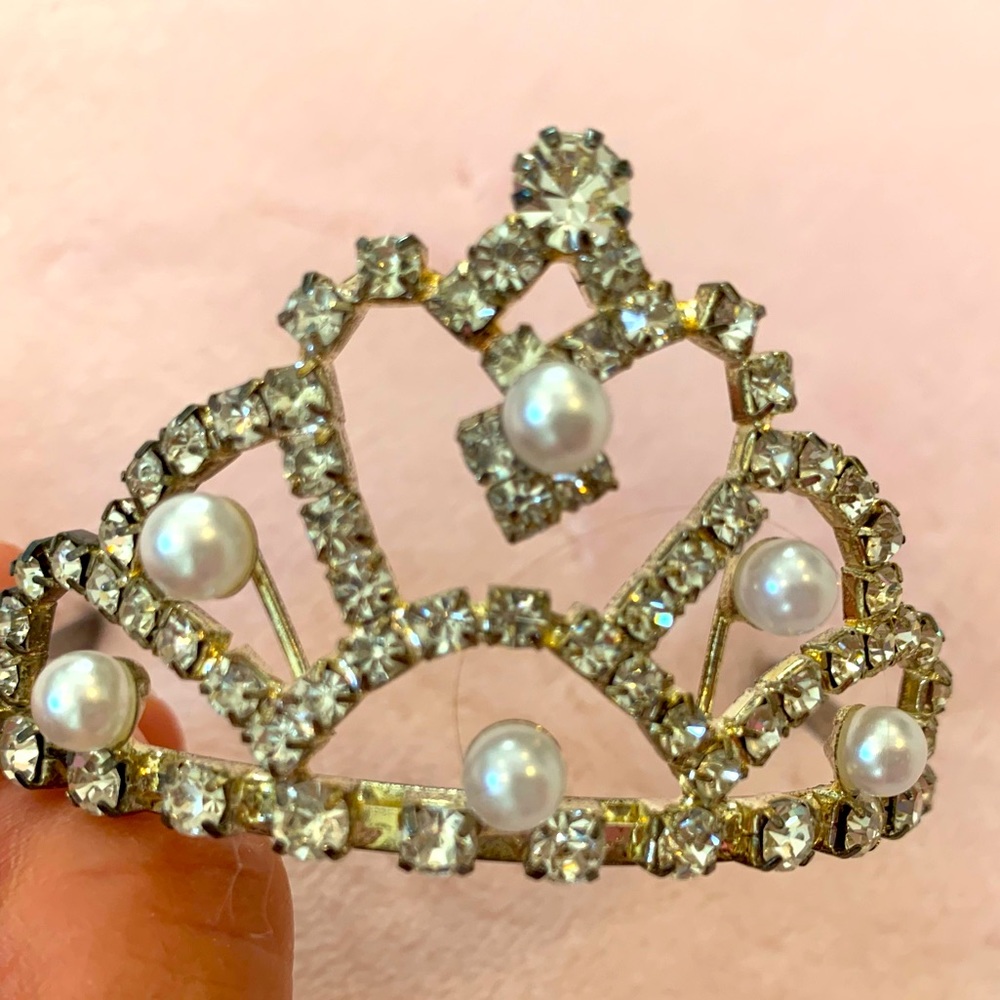 Girls Custom Crystal And Pearl Tiara